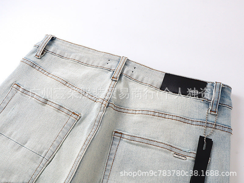 Amiri Blue Jeans Washed Distressed Straight‑Leg Loose Unisex