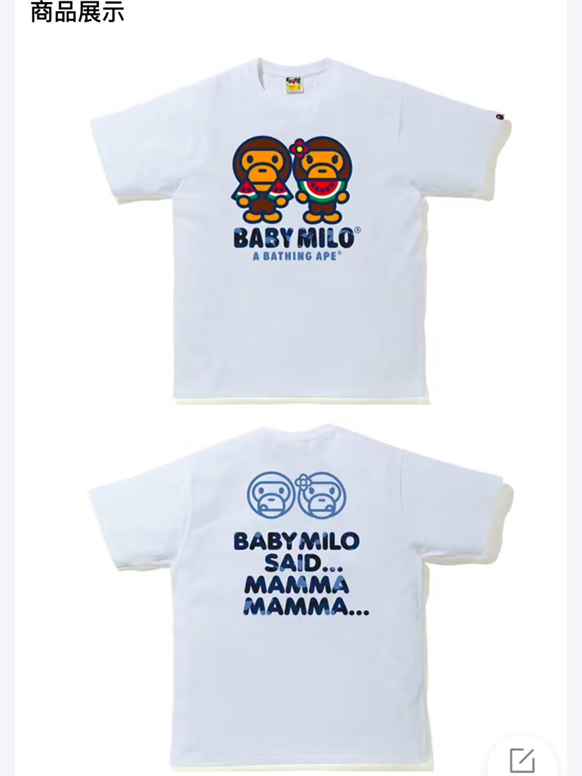 Bape Baby Milo Multi‑Print Graphic Oversized Tee Streetwear Unisex