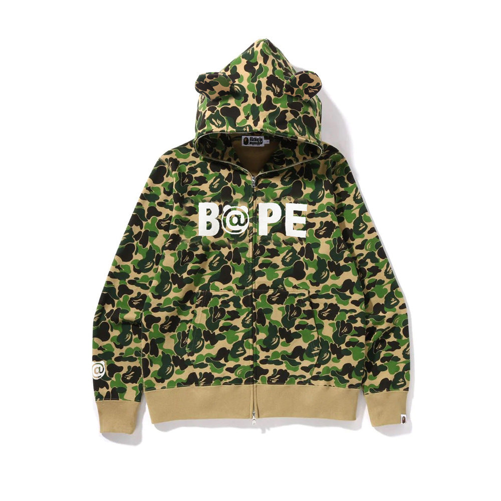 BAPE Shark Camo Print Full Zip Streetwear Hoodie Unisex