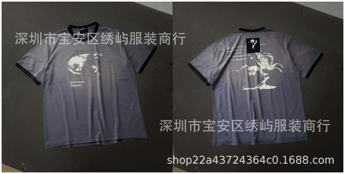 ERD Portrait Letter Print Crew Neck Short Sleeve T Shirt Unisex