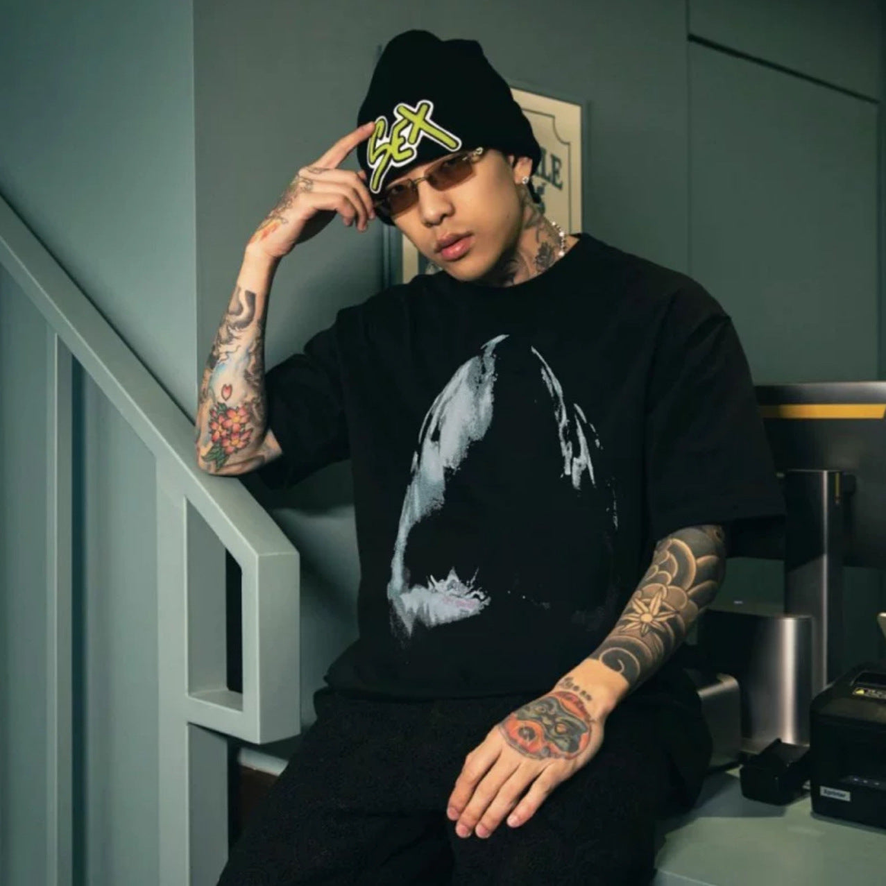 Represent Shark Washed Graphic Oversized Tee Streetwear Unisex