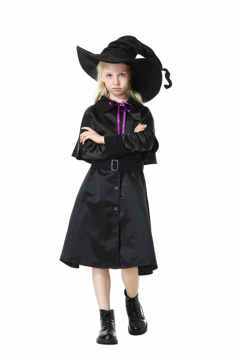 Halloween Wizard Witch Long Robe Cosplay Sets Adult & Kids Outfits
