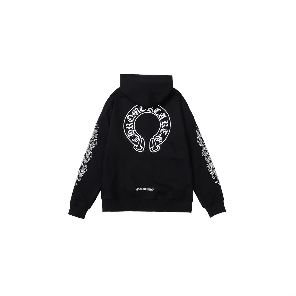 Chrome Hearts Scroll Cross Zip Up Hoodie Classic Street Hooded Jacket