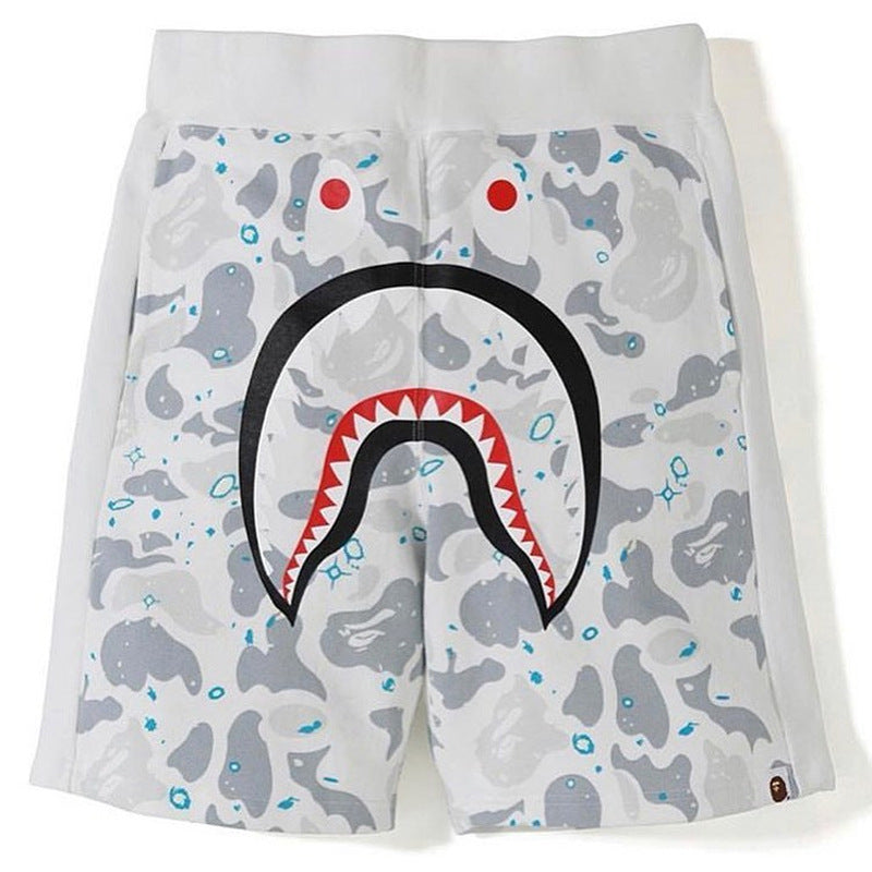 BAPE Shark Camo Print Streetwear Casual Shorts Unisex