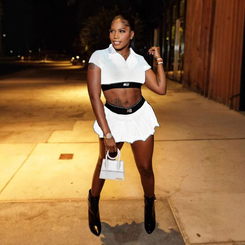 Alexander Wang Cheerleader Polo Crop Top Pleated Mini Skirt 2 Piece Set