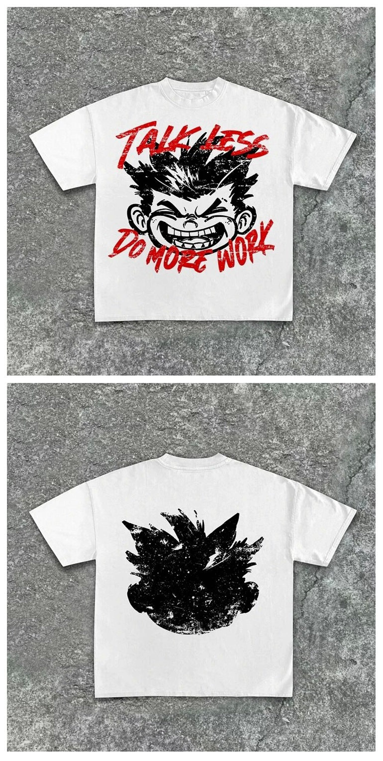 Warzone Studios Y2K doppelseitiges Cartoon Oversized Vintage Baumwoll-T-Shirt