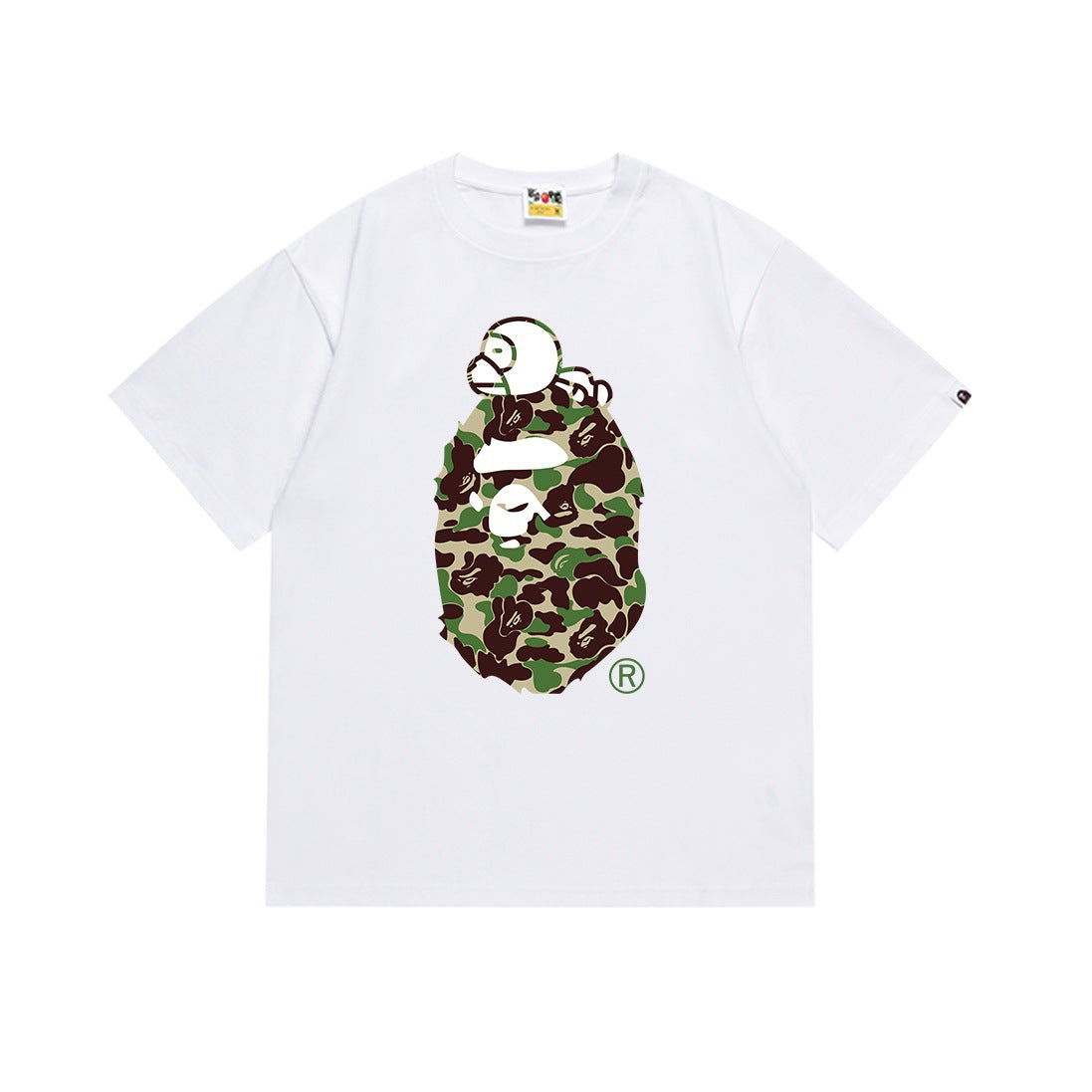 Bape Multi‑Camo Ape Head Graphic Oversized Tee Streetwear Unisex