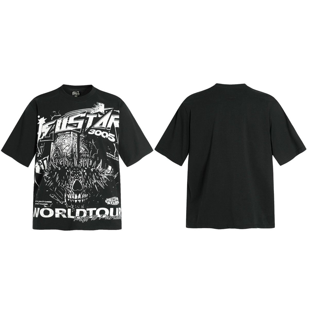 Hellstar Multi‑Graphic Vintage Washed Oversized Tee Streetwear