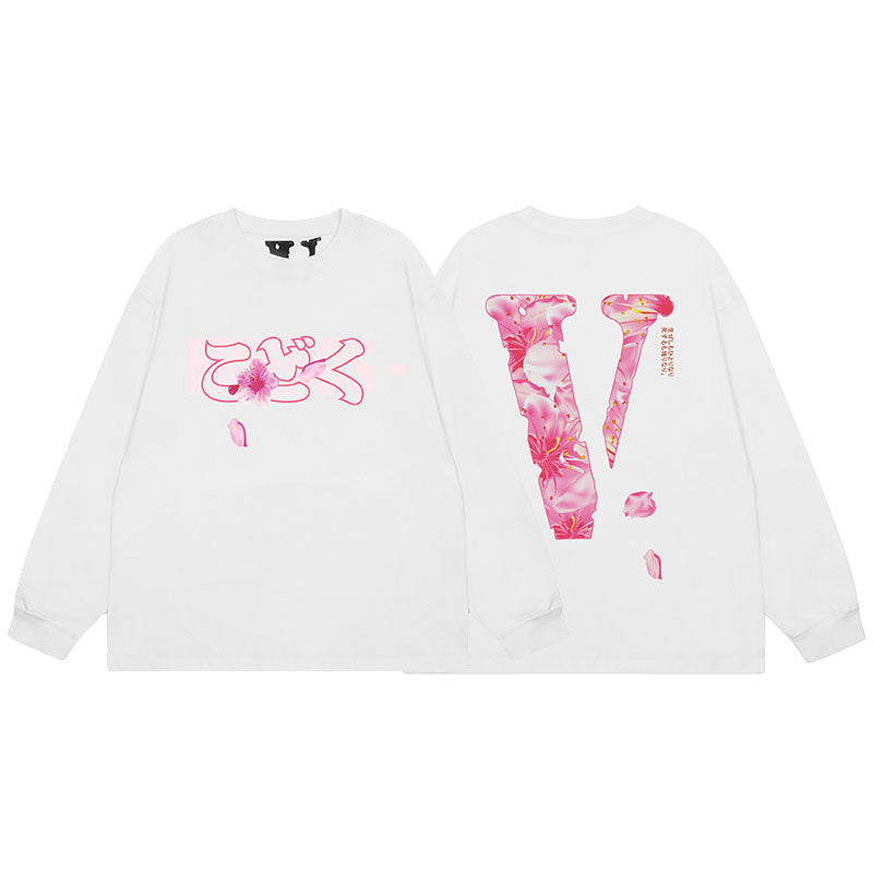 VLONE Big V Graphic Long Sleeve Tee Streetwear Cotton Oversized Shirt