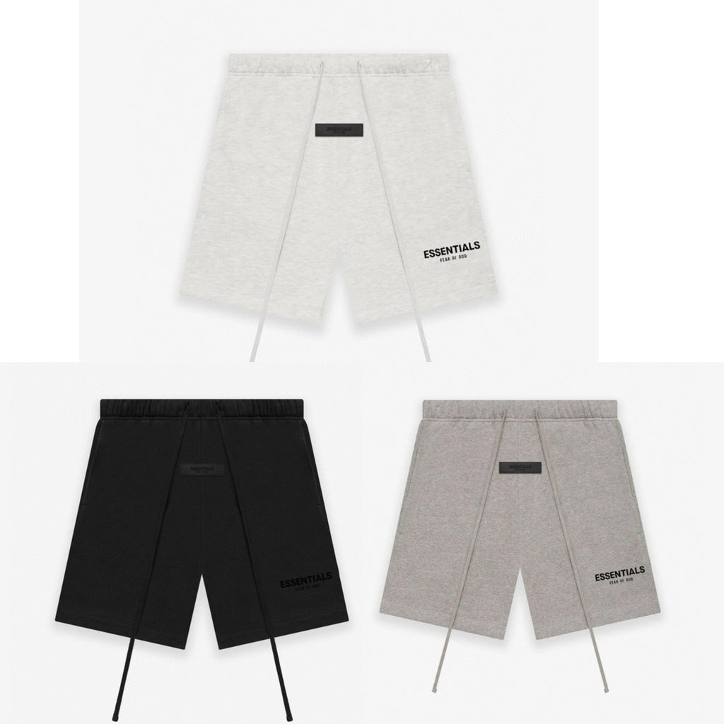 Essentials Flocked Letter Drawstring Streetwear Sweat Shorts