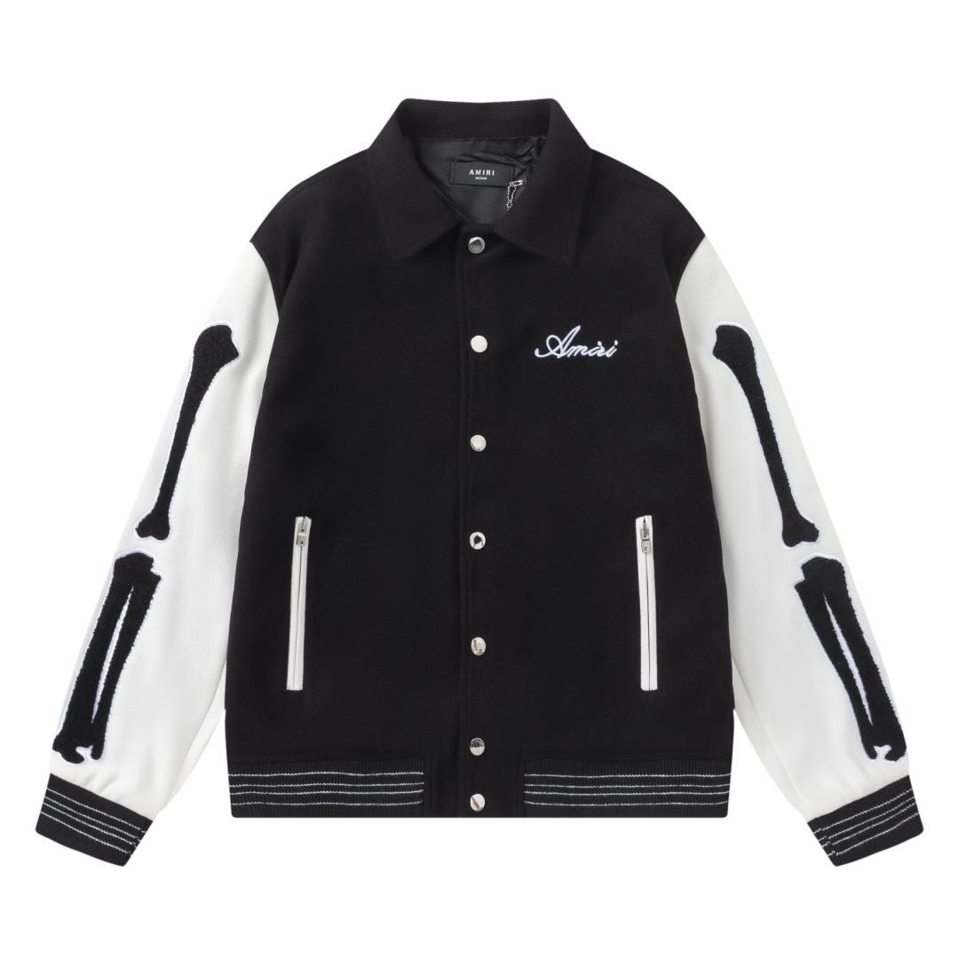Amiri Bones Varsity Jacket Embroidery Wool Blend Baseball