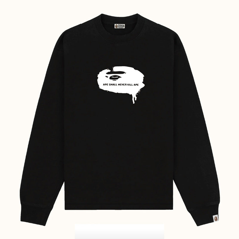 Bape Multi‑Ape‑Head Graphic Oversized Long Sleeve Tee Streetwear