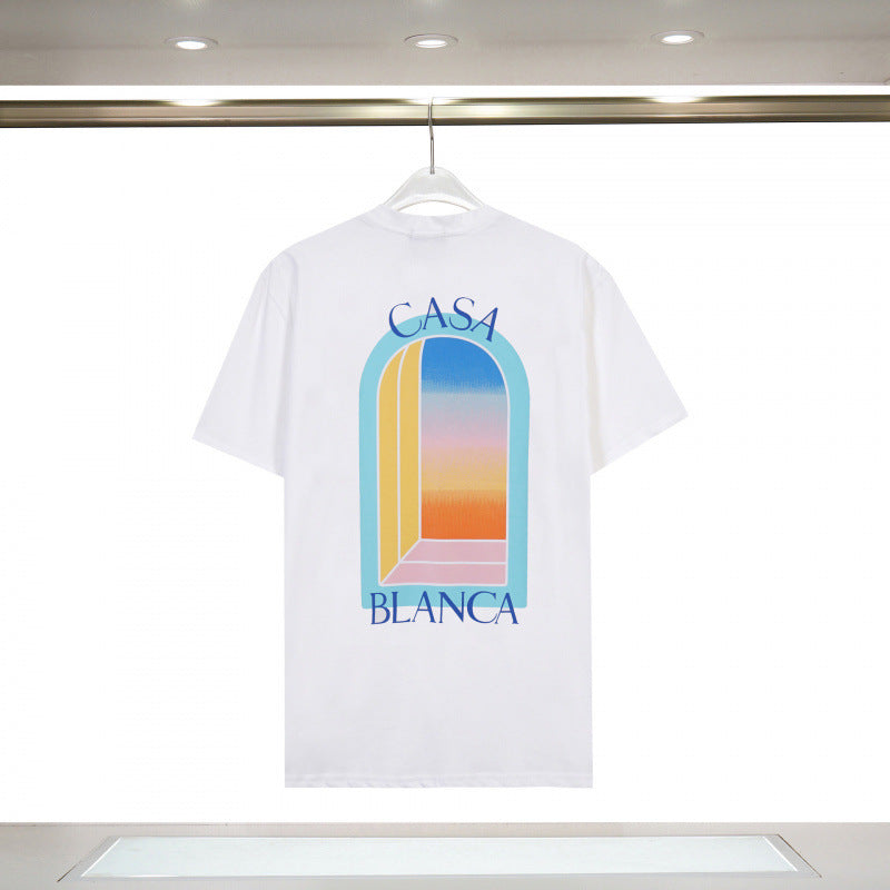 Casablanca Casa Letter Art Print Crew Neck Short Sleeve Tee Unisex