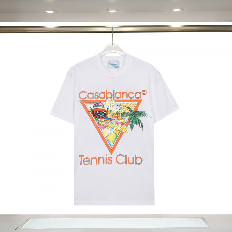 Casablanca Casa Letter Art Print Crew Neck Short Sleeve Tee Unisex