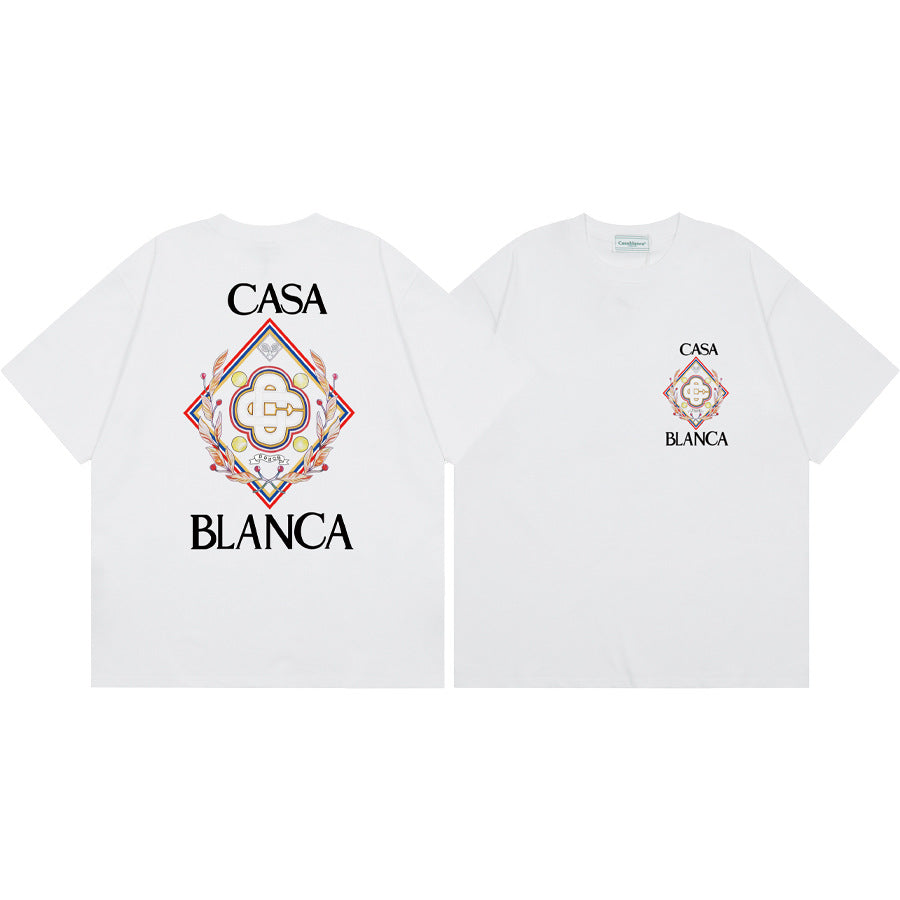 2026 New Casablanca Logo Print Loose Fit Unisex Short Sleeve T-Shirt