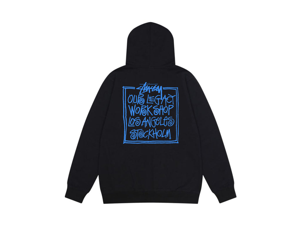 Stussy Zip Up Hoodie Multi Graphic Letter Print Streetwear Jacket