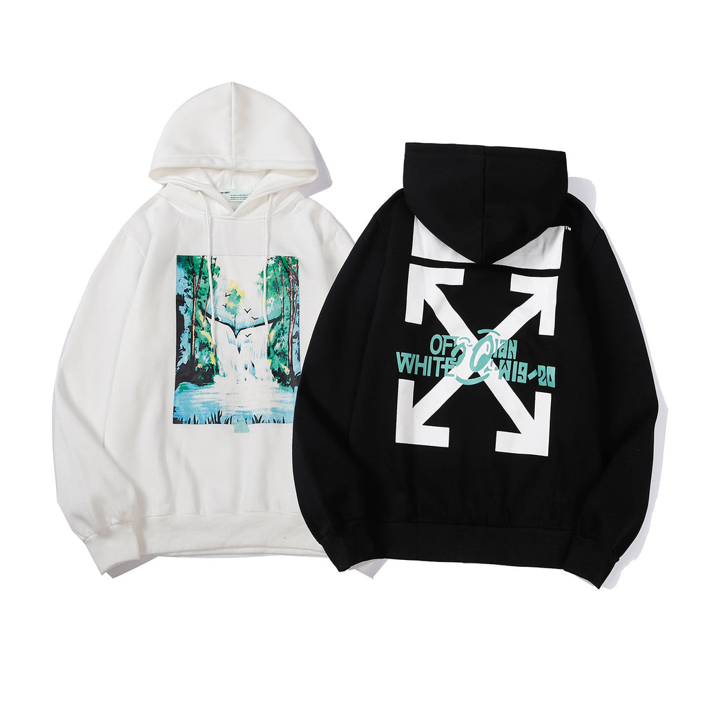 Off White Arrow Graphic Print Hoodie Streetwear Unisex