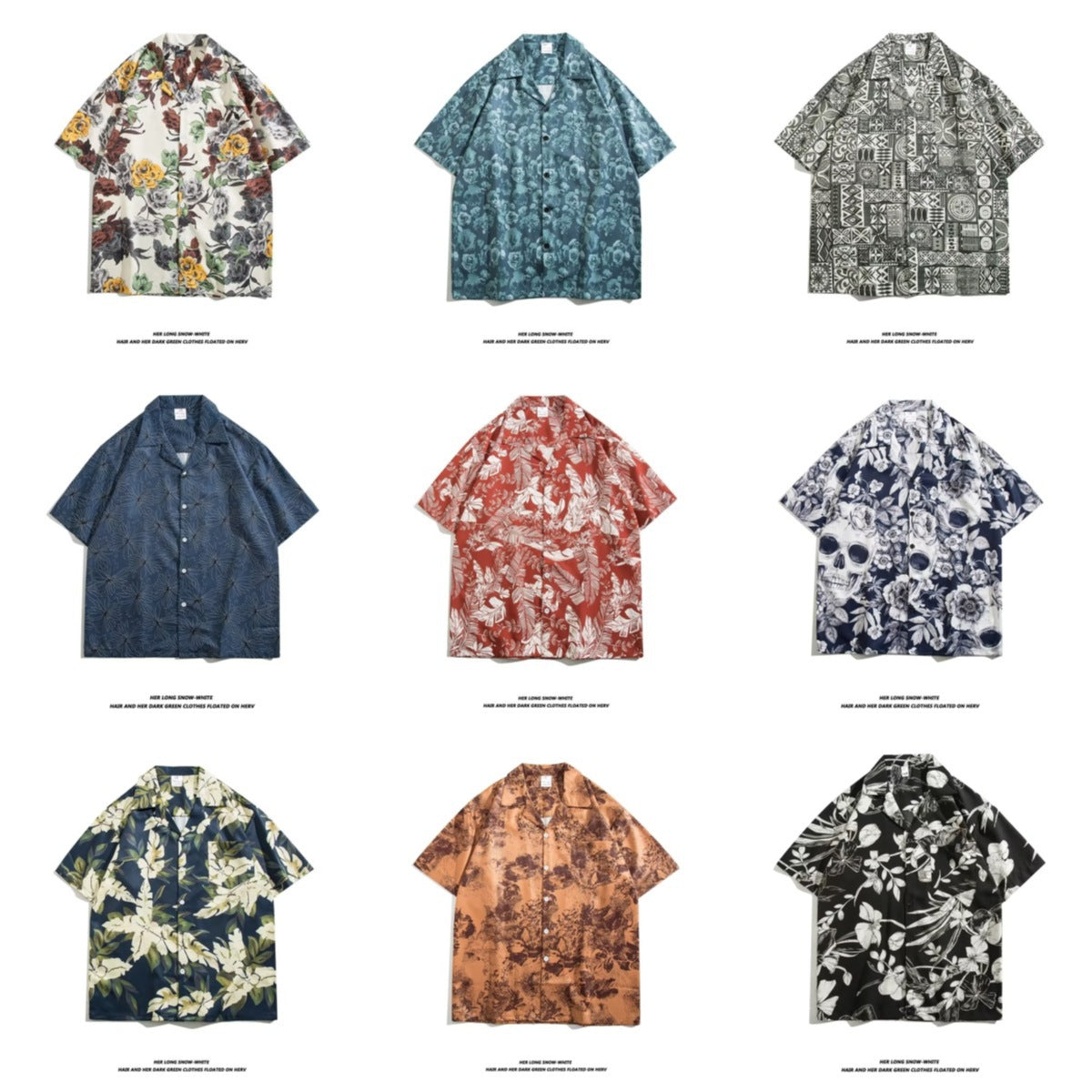 Unisex Vintage Camp Collar Tropical Floral Loose Beach Vacation Shirt 1301-1341