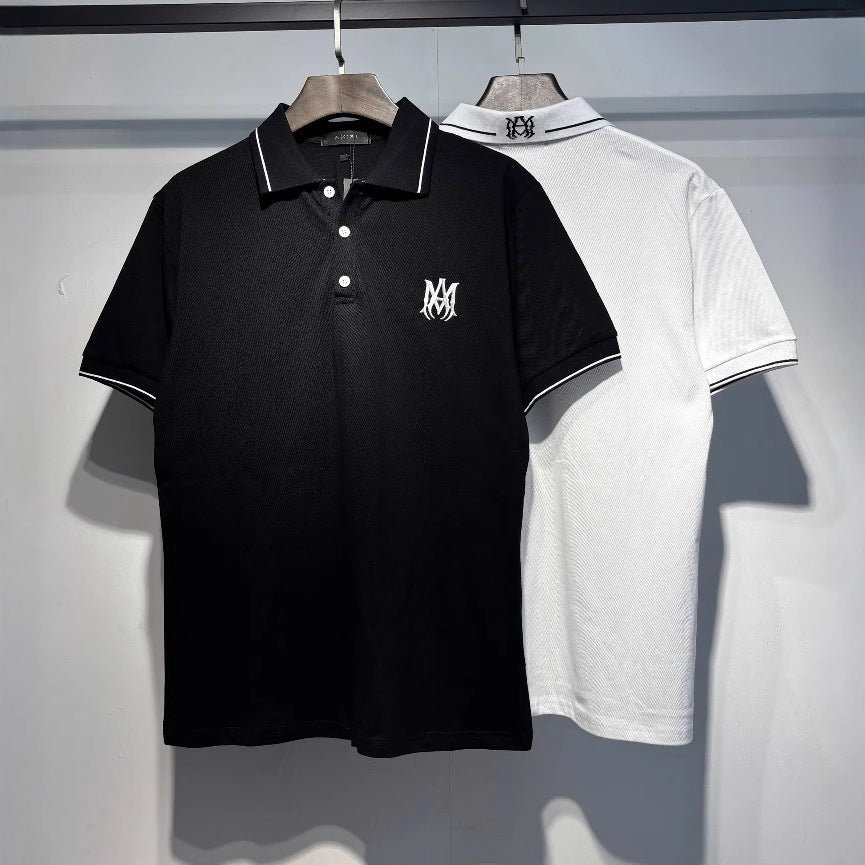 Amiri Embroidery Letter Loose Short Sleeve Polo Shirt Unisex