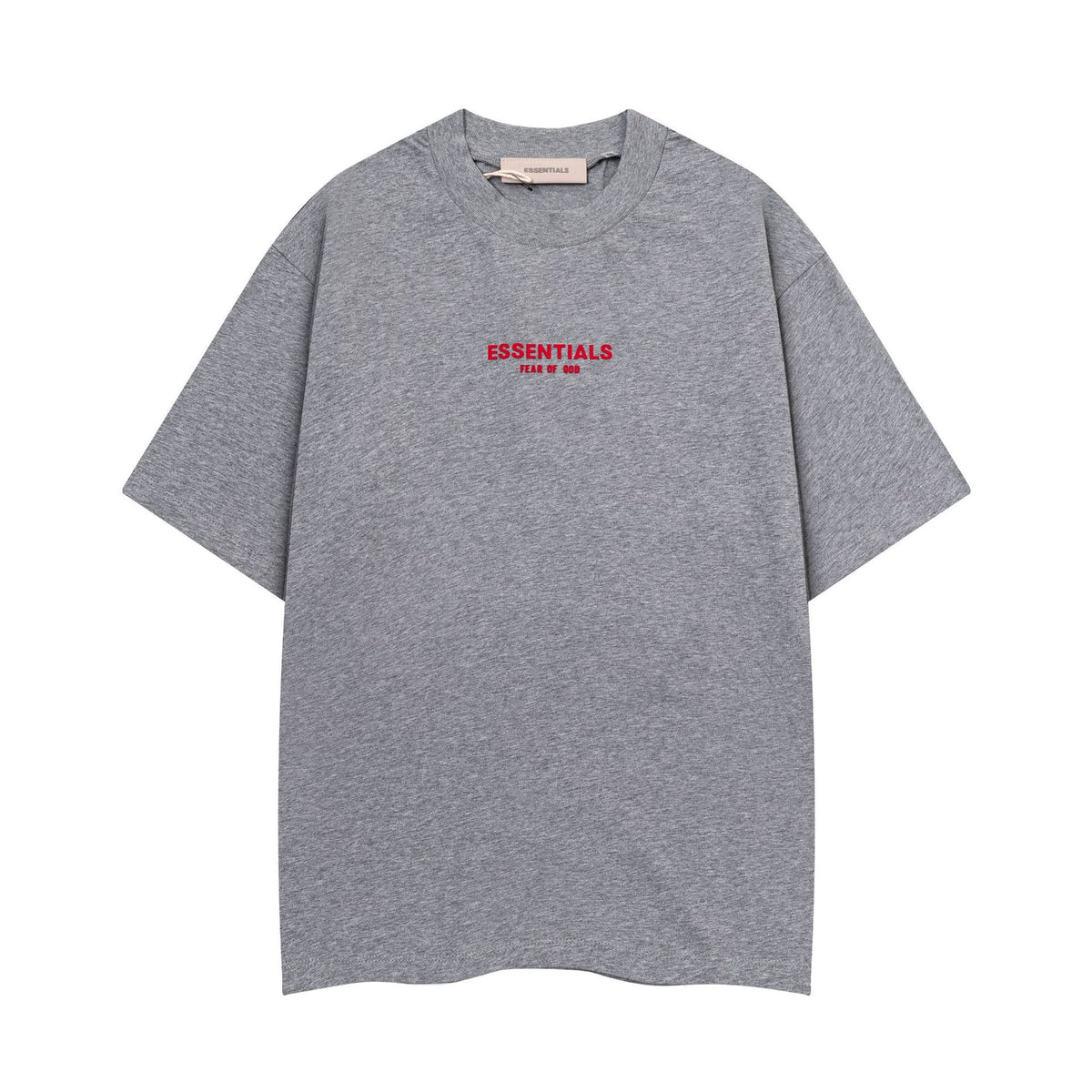 Fear Of God Essentials Red Rubber Letter Crew Neck Short Sleeve T Shirt