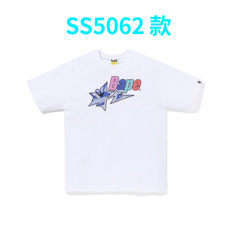 BAPE Shark Camo Graphic Tee Loose Unisex Streetwear T-Shirt