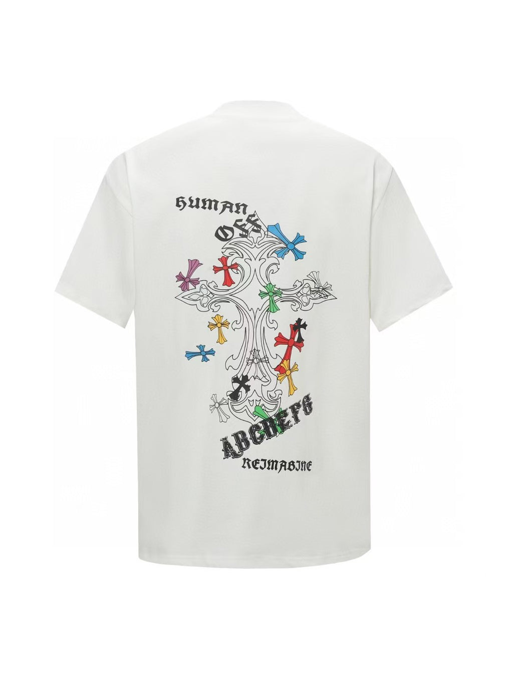 Chrome Hearts Color Sanskrit Cross Print Short Tee Unisex Y2K