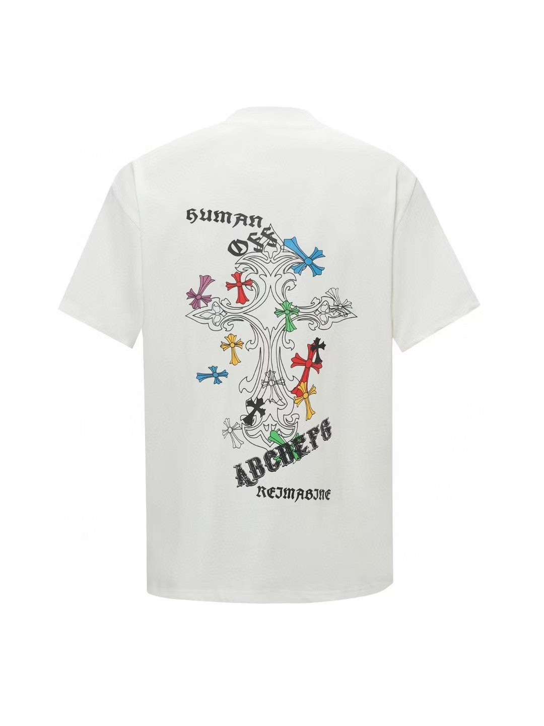 Chrome Hearts Color Sanskrit Cross Print Short Tee Unisex Y2K