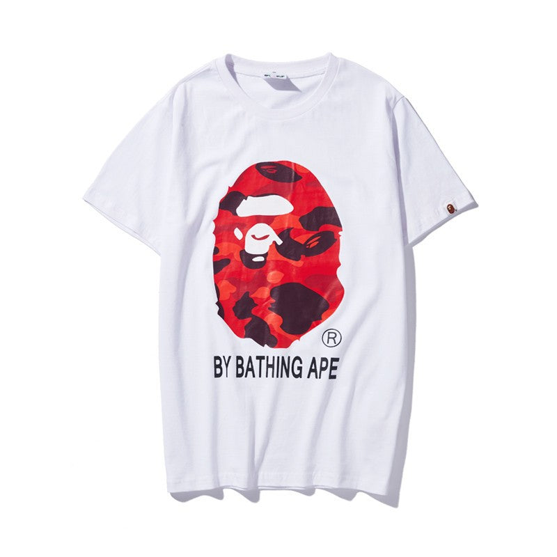 BAPE Camo Shark Ape Head Print Crew Neck Short Sleeve T‑Shirt Unisex