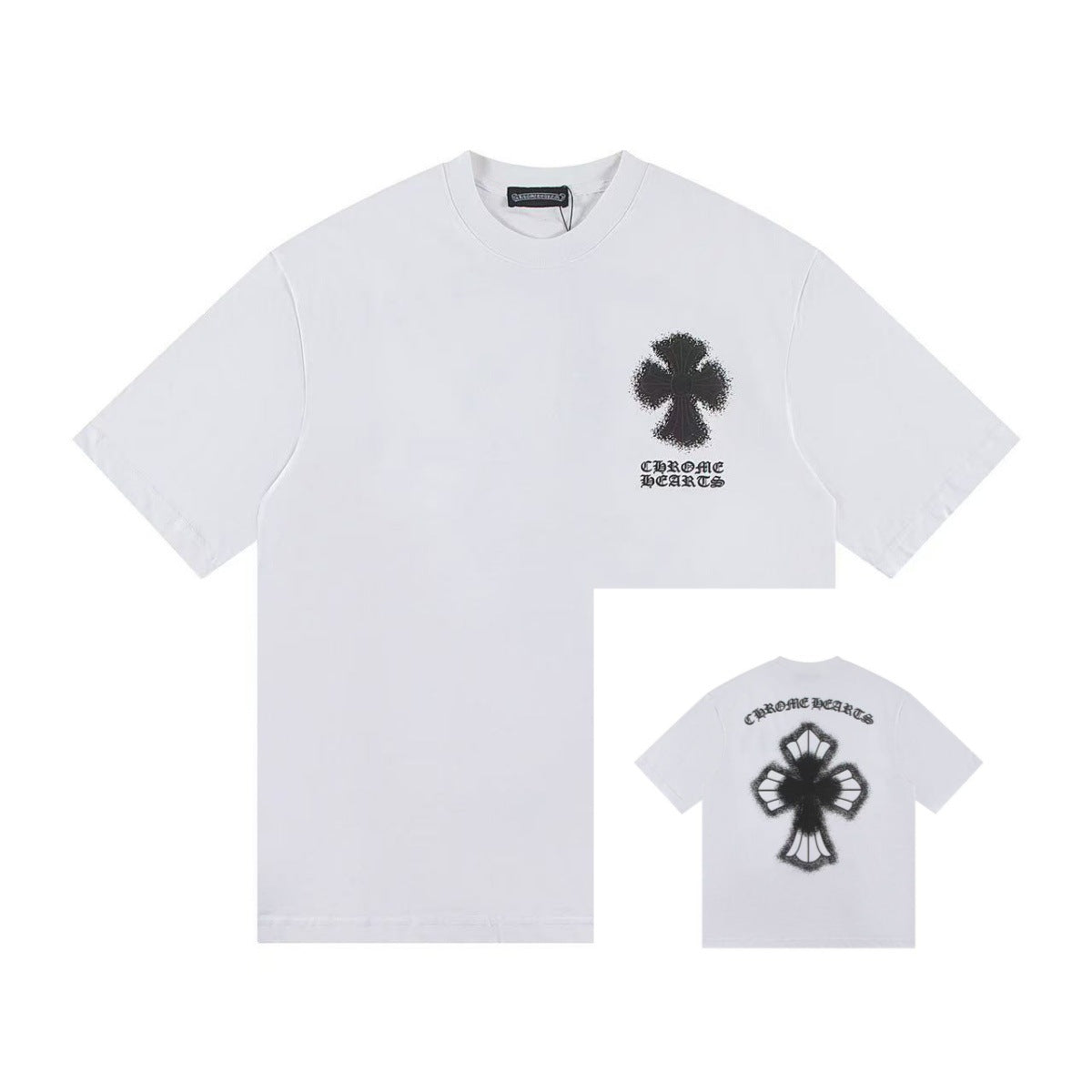 Chrome Hearts Color Sanskrit Cross Horseshoe Print Short Tee Unisex