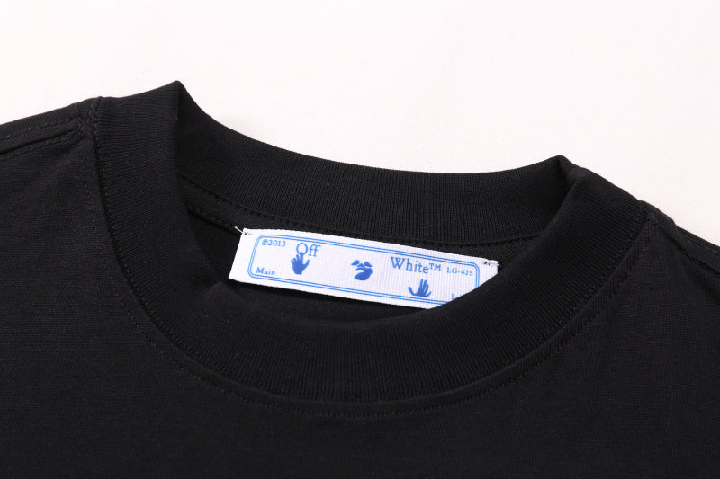 Off White Arrow Graphic Print Crew Neck Unisex T Shirt