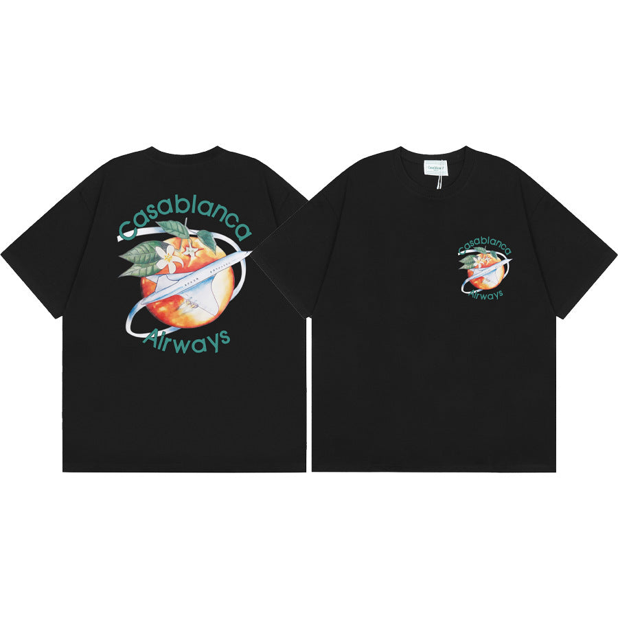 2026 New Casablanca Logo Print Loose Fit Unisex Short Sleeve T-Shirt