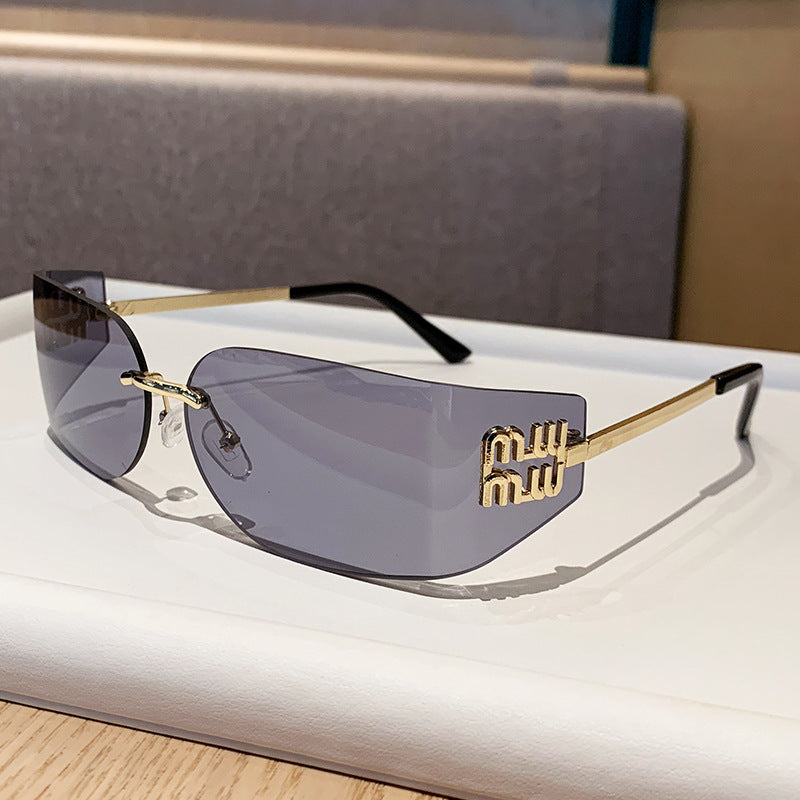 Miu Miu MU 54YS Y2K Rimless Gradient Narrow Frame Womens Sunglasses