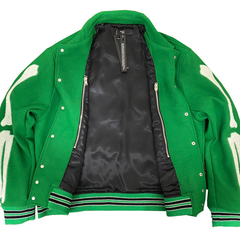 Amiri Bones Varsity Jacket Embroidery Wool Blend Baseball
