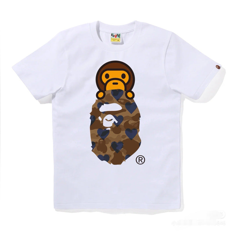 Bape Ape Head Graphic Short Sleeve Tee Streetwear Unisex