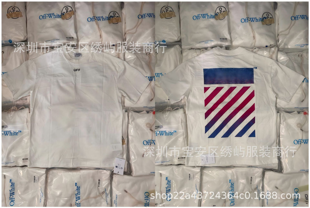Off White Arrow Print Crew Neck Short Sleeve T Shirt Unisex