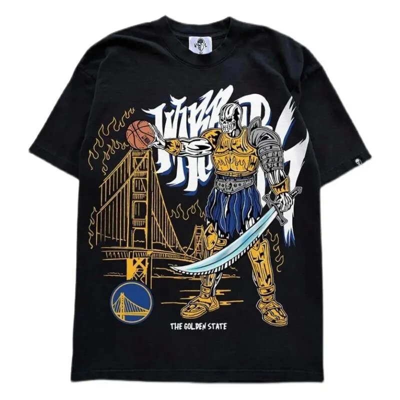 Vintage NBA Team Skelett Grafik Unisex Oversized Streetwear Baumwoll T-Shirt