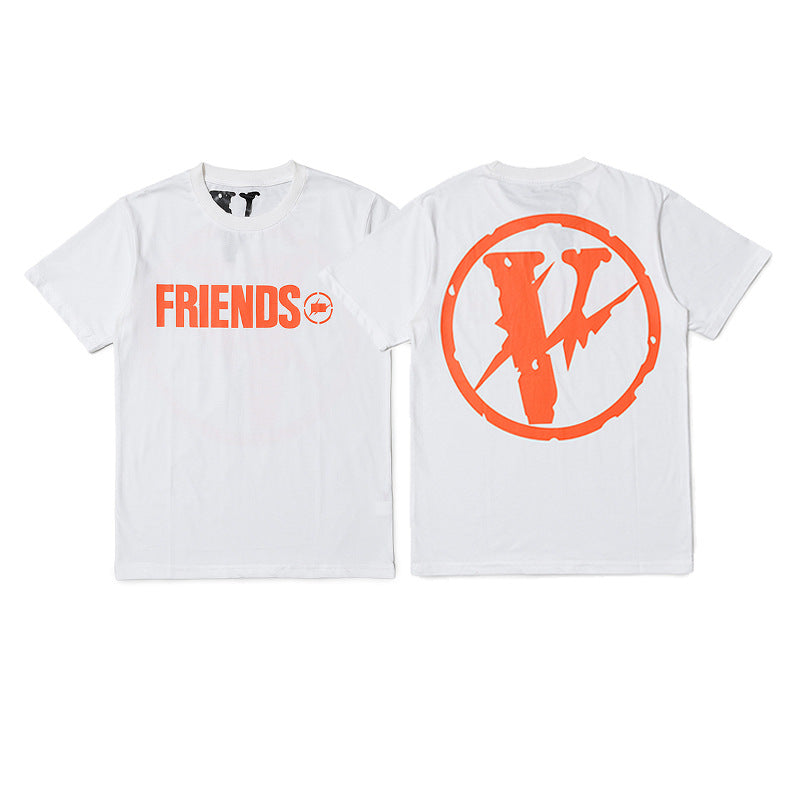 Vlone Big V Letter Graphic Print Short Sleeve Tee Streetwear Unisex