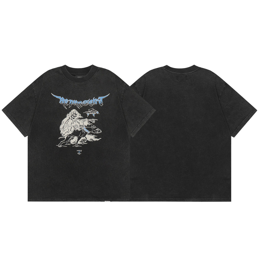 Represent Shark Washed Graphic Oversized Tee Streetwear Unisex