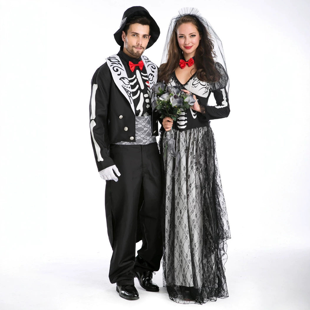 Halloween Men & Women Vampire Skeleton Gothic Cosplay Couple Sets