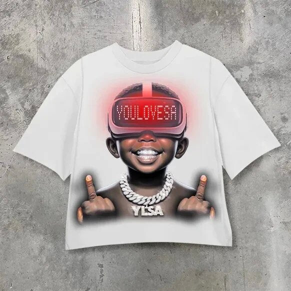 Marino Infantry Style Y2K Big Mouth Rap Portrait Übergroßes Vintage Baumwoll-T-Shirt