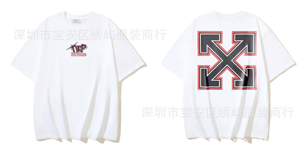 Figure Arrow Graphic Print Streetwear Crew Neck Short Sleeve T Shirt