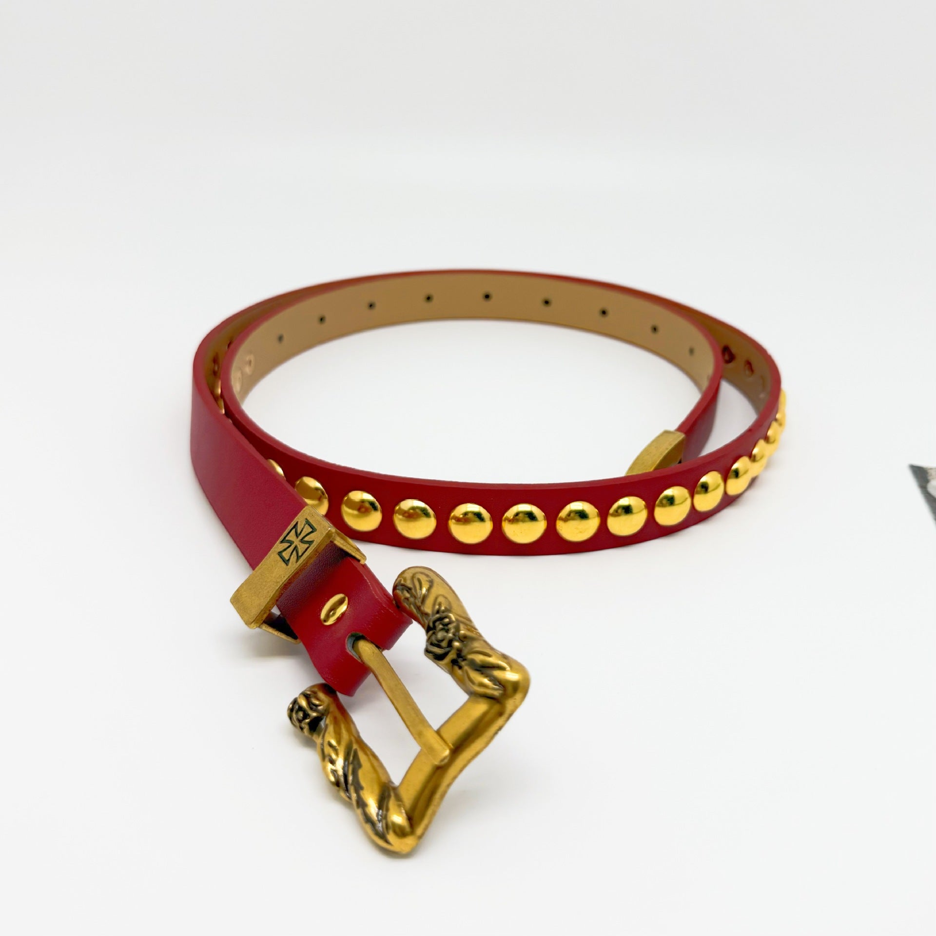 ERD Punk Stud Cross Metal Buckle Vintage Narrow Belt Y2K Unisex