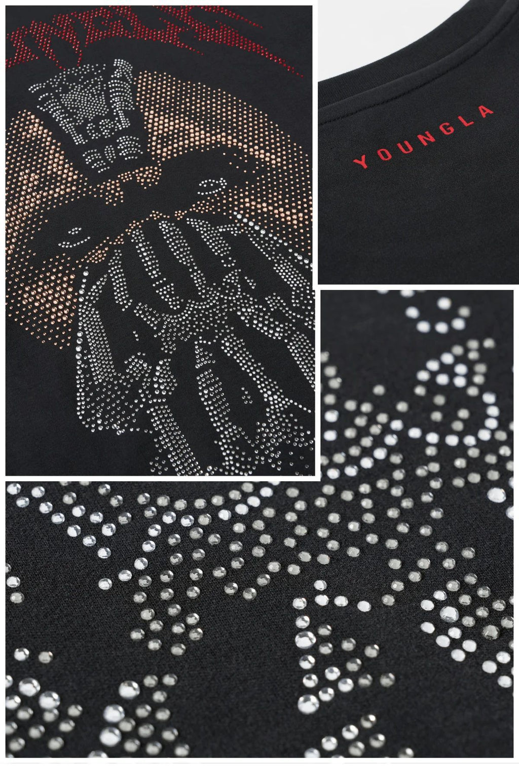 YOUNGLA 4257 Batman Rhinestone Tees