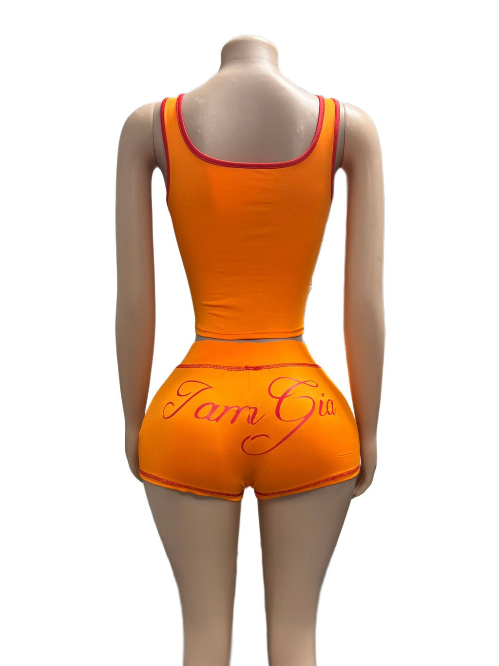 I.AM.GIA Contrast Piping Letter Print Square Neck Tank Short 2 Piece Set