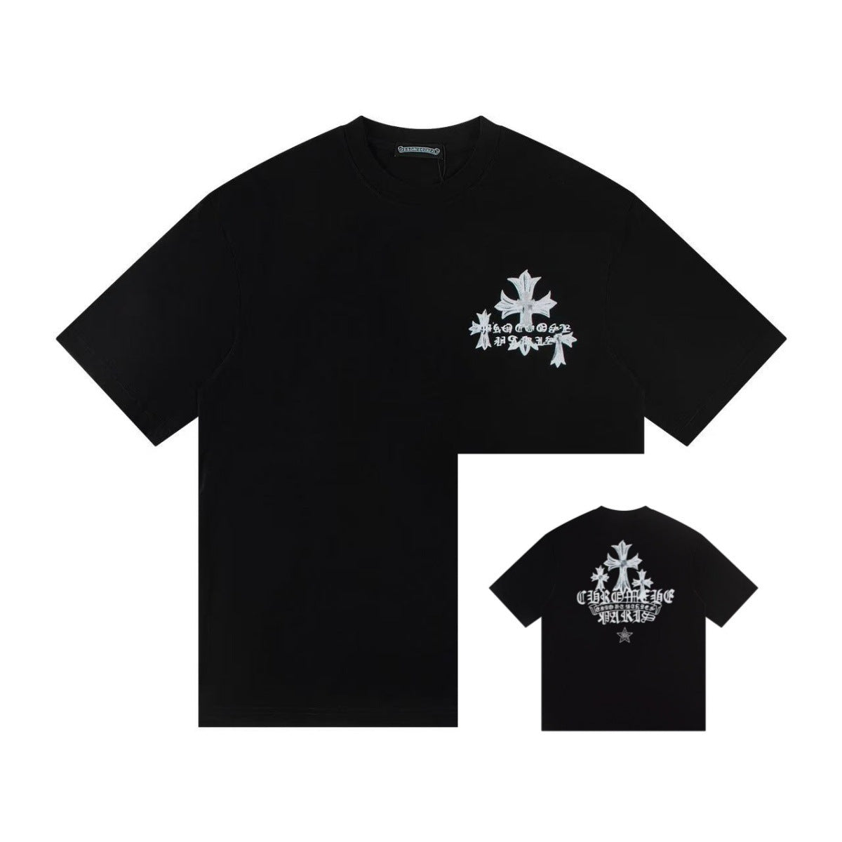 Chrome Hearts Color Sanskrit Cross Horseshoe Print Short Tee Unisex