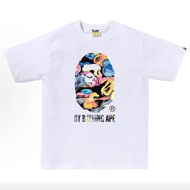 BAPE Ape Head Camo Shark Print Crew Neck Short Sleeve T‑Shirt Unisex