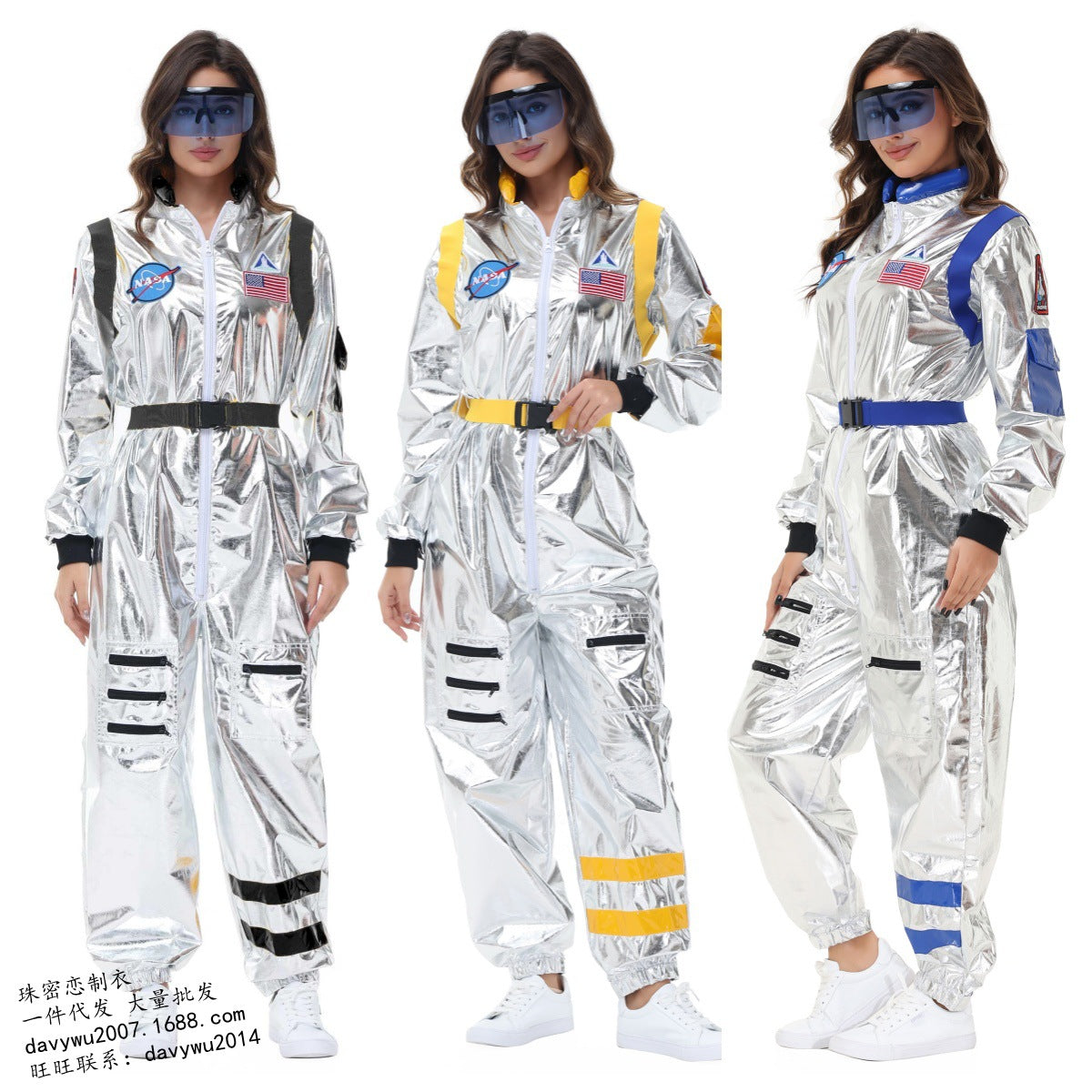 Halloween Women Astronaut Space Suit Cosplay Pilot Jumpsuit Party Sets
