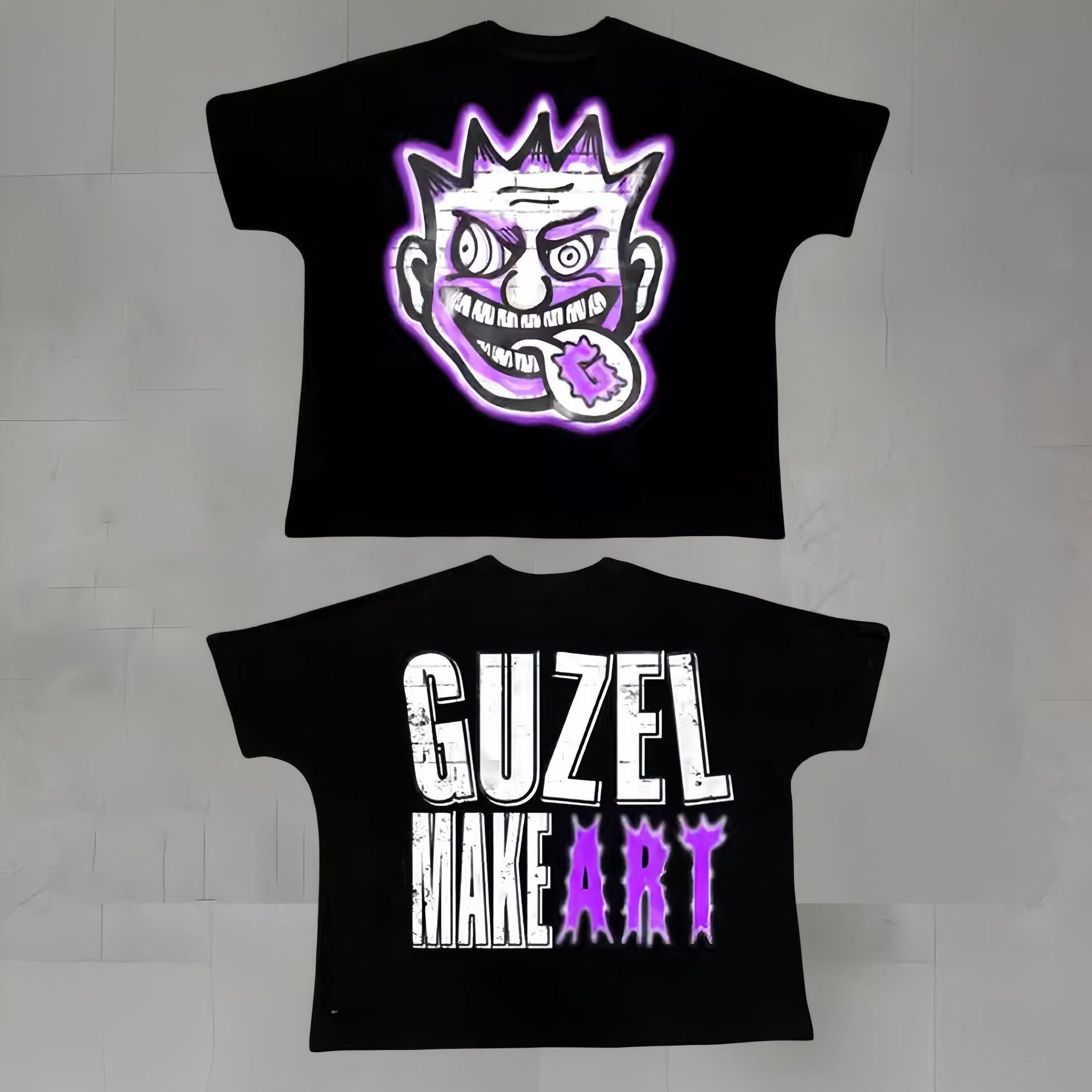 Touch Studios Y2K doppelseitiges Oversize-Vintage-Baumwoll-T-Shirt mit Cartoon-Print