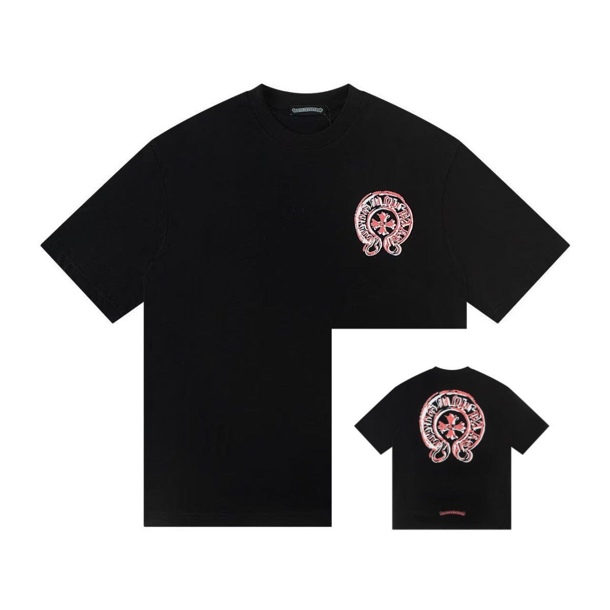 Chrome Hearts Color Sanskrit Cross Horseshoe Print Short Tee Unisex