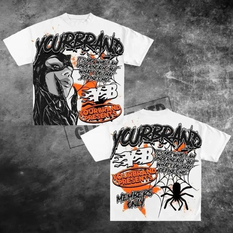 Y2K Streetwear & Gothic Graphic Unisex Oversized Baumwoll-T-Shirt